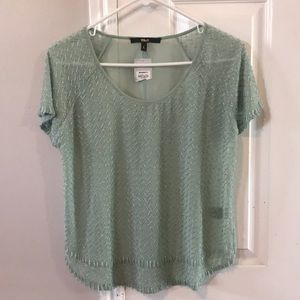 Mint green beaded sequin blouse